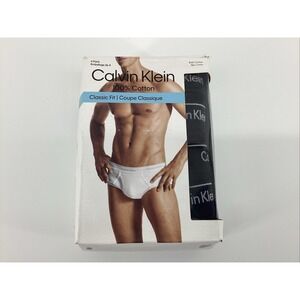 Calvin Klein Men's Classic Fit 100% Cotton Briefs Black Size Large